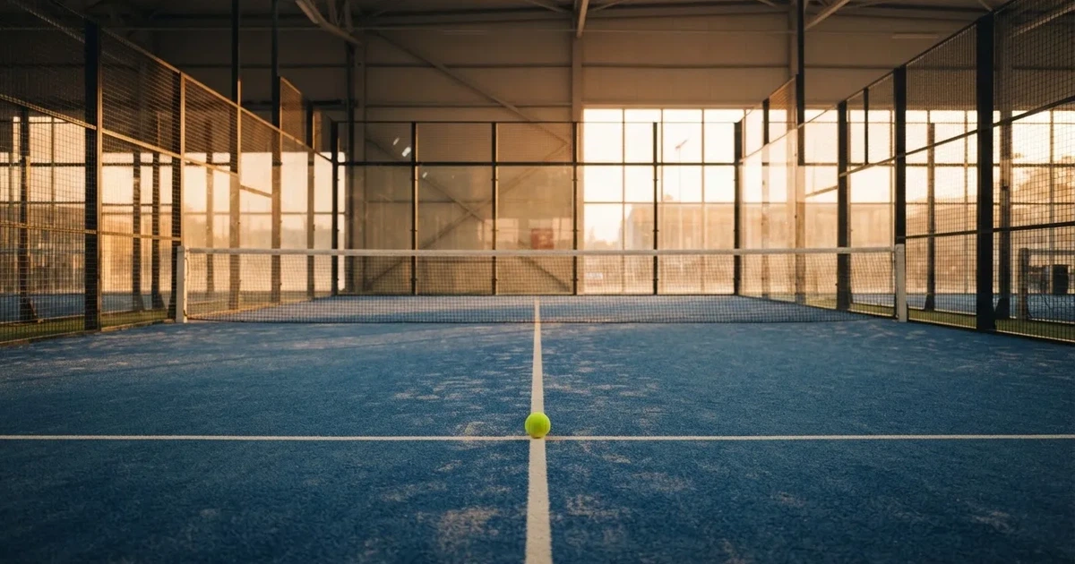 A ball on the centre spot of a grass pitch in morning light