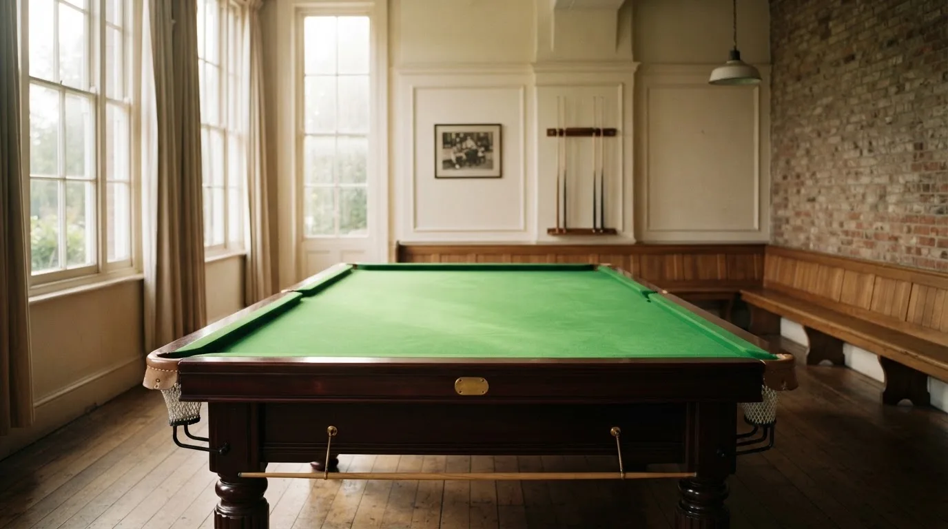 An empty courtroom with wooden benches in morning light